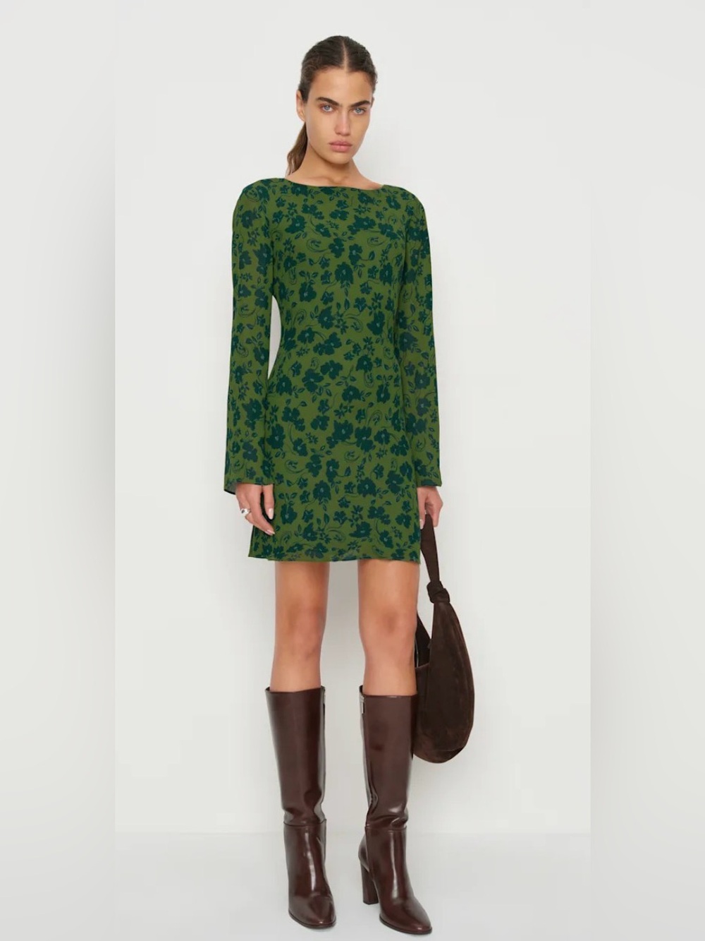 Reformation Esra Mini Dress Green - Size XS